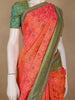 Peach Geometric Diamond Designed Silk Saree - Diadem