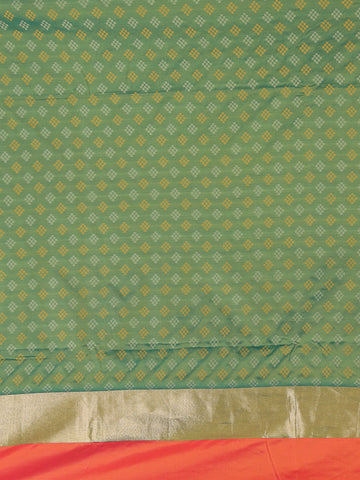 Peach Geometric Diamond Designed Silk Saree - Diadem