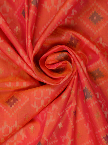 Peach Geometric Diamond Designed Silk Saree - Diadem
