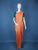 Peach Geometric Woven Pure Silk Saree With Contrast Teal Blue Pallu And Blouse