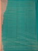 Peach Geometric Woven Pure Silk Saree With Contrast Teal Blue Pallu And Blouse