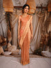 Peach Gold Butta Woven Design Tissue Saree with Gold Zari Border