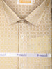 Peach Gold Checked Woven Design Shirt with Copper Zari Border Matching Dhoti Set