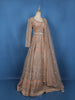 Peach Heavy Sequins Embroidered Net Lehenga With Sheer Dupatta