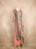 Peach Kashmiri Floral Printed Design Crepe Straight Cut Salwar Suit with Dupatta
