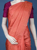 Peach Leaf Motif Woven Pure Kanchipuram Silk Saree