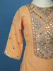 Peach Mirror Work Georgette Kids Palazzo Suit