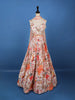 Peach Multi-Color Floral Embroidered Synthetic Lehenga Set - Diadem