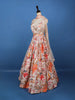 Peach Multi-Color Floral Embroidered Synthetic Lehenga Set - Diadem