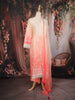 Peach Ombre Floral Design Cotton Salwar Suit with Dupatta
