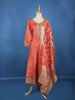 Peach Orange Embellished Design Semi Silk Salwar Suit
