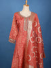 Peach Orange Embellished Design Semi Silk Salwar Suit
