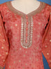 Peach Orange Embellished Design Semi Silk Salwar Suit