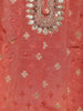 Peach Orange Embellished Design Semi Silk Salwar Suit