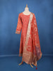 Peach Orange Embellished Design Semi Silk Salwar Suit