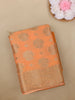 Peach Orange Floral Butta Woven Banarasi Silk Saree With Zari Border