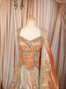 Peach Orange Floral Mirror and Zari Embroidered Design Banarasi Silk Festive Lehenga with Matching Dupatta