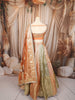 Peach Orange Floral Mirror and Zari Embroidered Design Banarasi Silk Festive Lehenga with Matching Dupatta