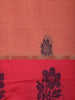 Peach Orange Floral Motif Design Cotton Saree With Contrast Red Border