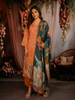 Peach Orange Floral Printed Design Crepe Straight Cut Salwar Suit with Dupatta