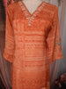 Peach Orange Floral Printed Design Crepe Straight Cut Salwar Suit with Dupatta