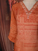 Peach Orange Floral Printed Design Crepe Straight Cut Salwar Suit with Dupatta