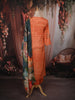 Peach Orange Floral Printed Design Crepe Straight Cut Salwar Suit with Dupatta