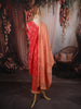 Peach Orange Floral Printed Design Pure Cotton Straight Cut Salwar Suit with Matching Dupatta