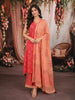 Peach Orange Floral Printed Design Pure Cotton Straight Cut Salwar Suit with Matching Dupatta