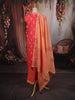 Peach Orange Floral Printed Design Pure Cotton Straight Cut Salwar Suit with Matching Dupatta
