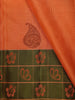 Peach Orange Paisley Woven Pure Kanchipuram Silk Saree