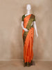 Peach Orange Paisley Woven Pure Kanchipuram Silk Saree