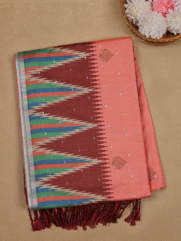 Peach Paisley Designed Soft Silk Saree - Diadem