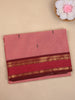 Peach Pink Butta Woven Design Cotton Saree with Contrast Zari Border