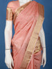 Peach Pink Butta Woven Design Pure Kanchipuram Silk Saree