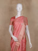 Peach Pink Butta Woven Design Semi Banarasi Saree wit Zari Border