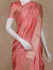 Peach Pink Butta Woven Design Semi Banarasi Saree wit Zari Border