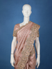 Peach Pink Butta Woven Tissue Banarasi Saree With Heavy Border