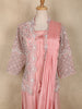 Peach Pink Embroidered Design Jacket Georgette Gown with Draped Dupatta