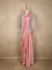 Peach Pink Embroidered Design Jacket Georgette Gown with Draped Dupatta