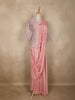 Peach Pink Embroidered Design Jacket Georgette Gown with Draped Dupatta