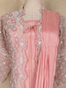 Peach Pink Embroidered Design Jacket Georgette Gown with Draped Dupatta