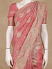 Peach Pink Floral Design Organza Silk Saree With Sequins and Zari Border