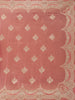 Peach Pink Floral Design Organza Silk Saree With Sequins and Zari Border
