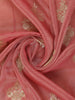 Peach Pink Floral Design Organza Silk Saree With Sequins and Zari Border