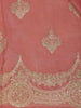 Peach Pink Floral Design Organza Silk Saree With Sequins and Zari Border