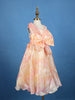 Peach Pink Floral Design Satin Party Frock