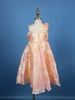 Peach Pink Floral Design Satin Party Frock