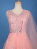 Peach Pink Floral Embroidered Design Net Gown