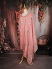 Peach Pink Floral Embroidered Tissue Organza Salwar Suit with Dupatta